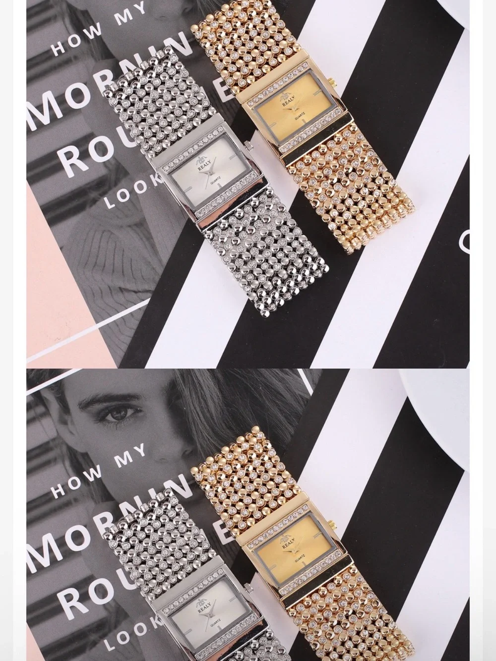 Silver Crystal Bracelet Watch for Women